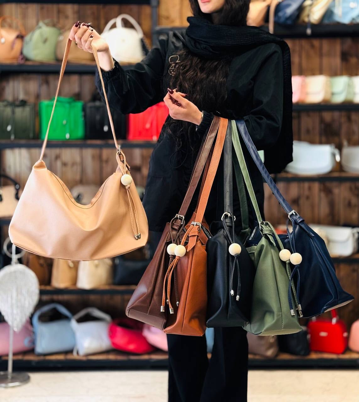 کیف زنانه سایز بزرگ مهره دار کد ۵