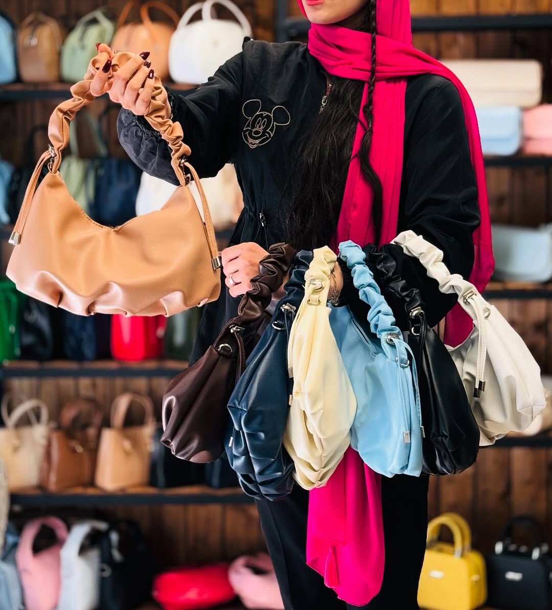 کیف زنانه/دخترانه  طرح دسته چروک کد ۷