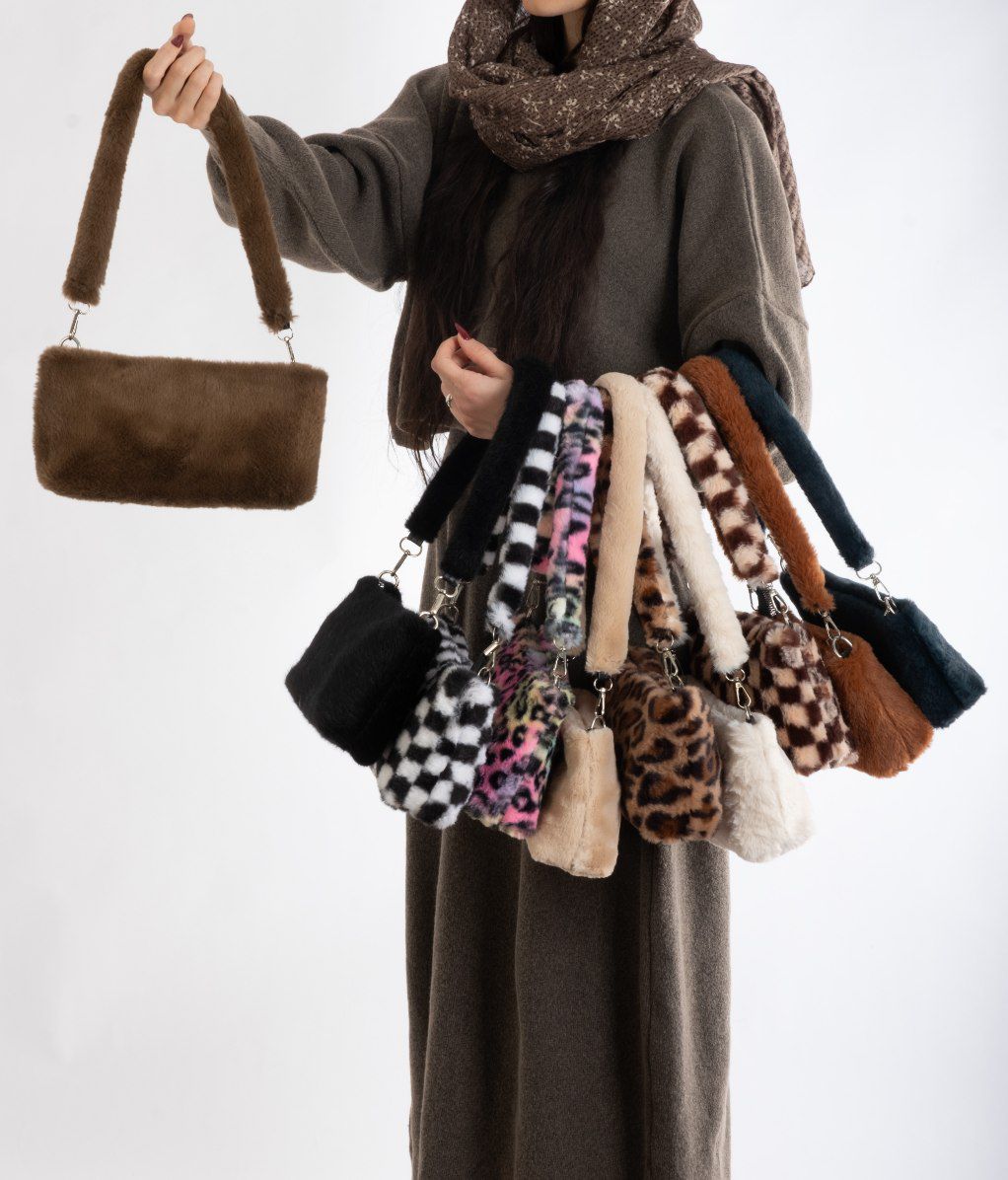 کیف خز دسته بلند دستی و دوشی کد ۱۶